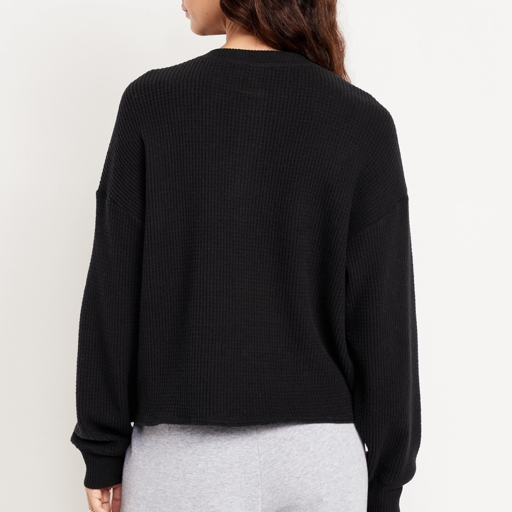 Old Navy Black Button-Front Henley Top, Size S NWT - Picture 2 of 5